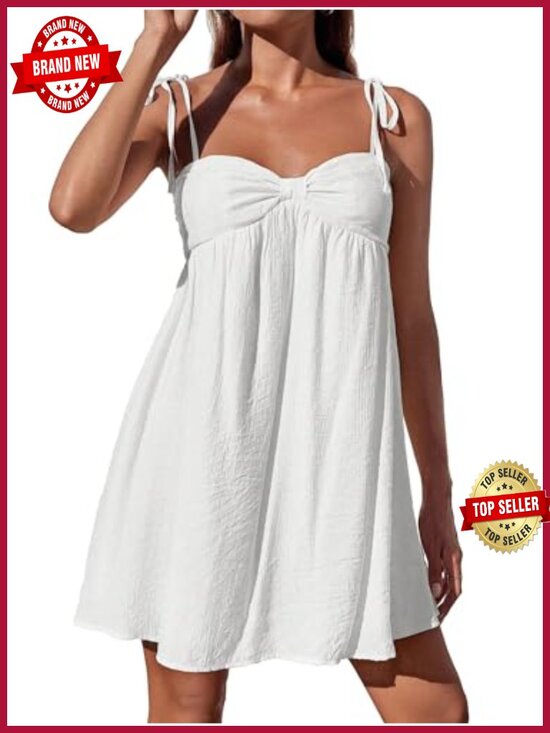 Dresses & Skirts - Womens Flowy Mini Dress Spaghetti Strap Babydoll Sundress A-Line